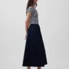 Vestido largo moderno de mezcla de tejidos