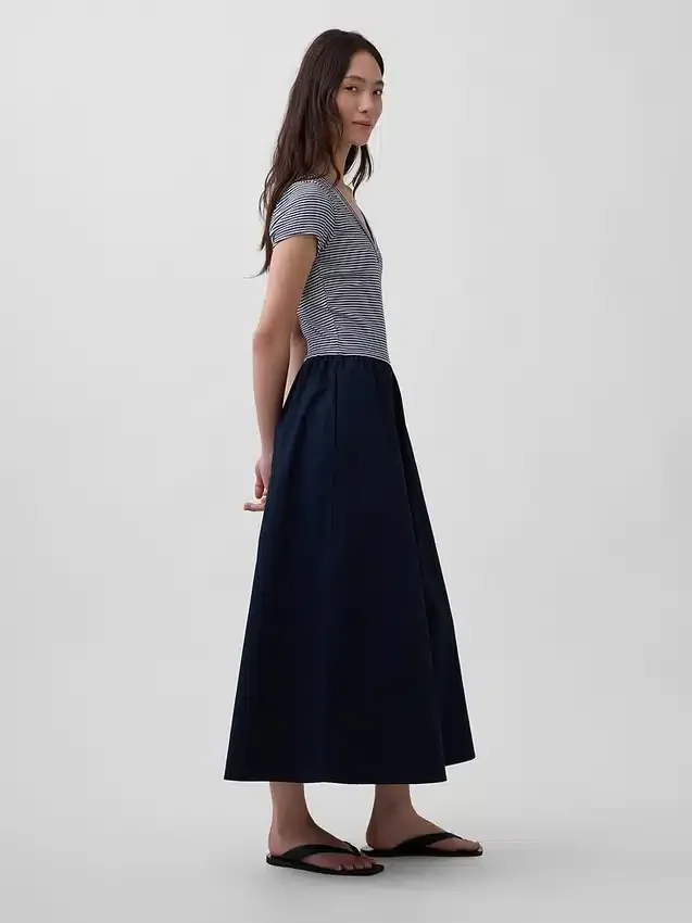 Vestido largo moderno de mezcla de tejidos