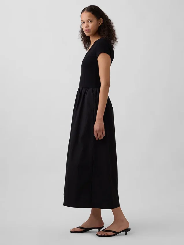 Vestido largo moderno de mezcla de tejidos