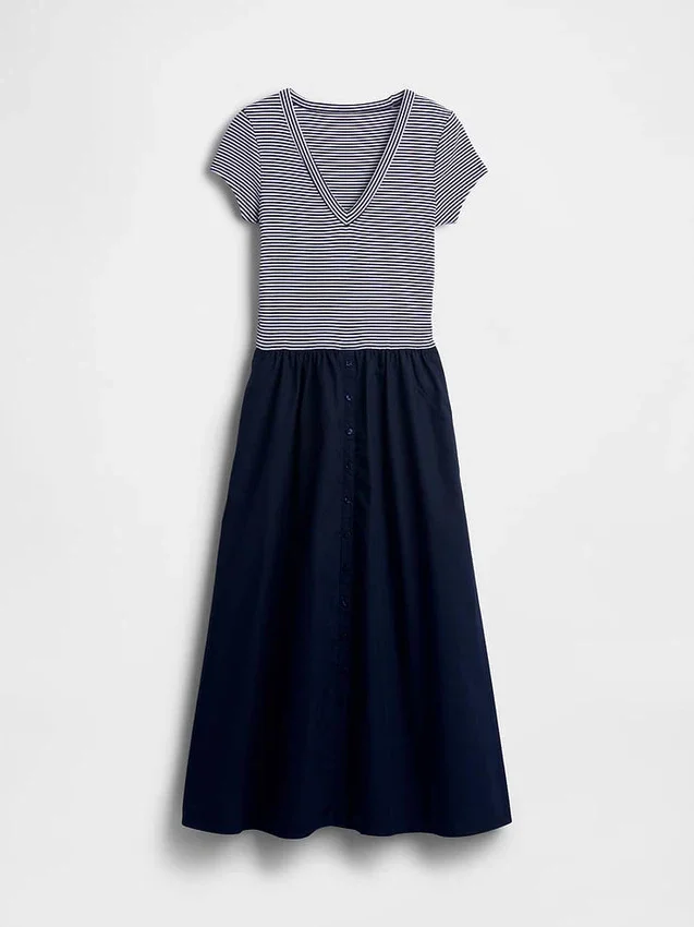 Vestido largo moderno de mezcla de tejidos