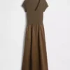 Vestido largo moderno de mezcla de tejidos