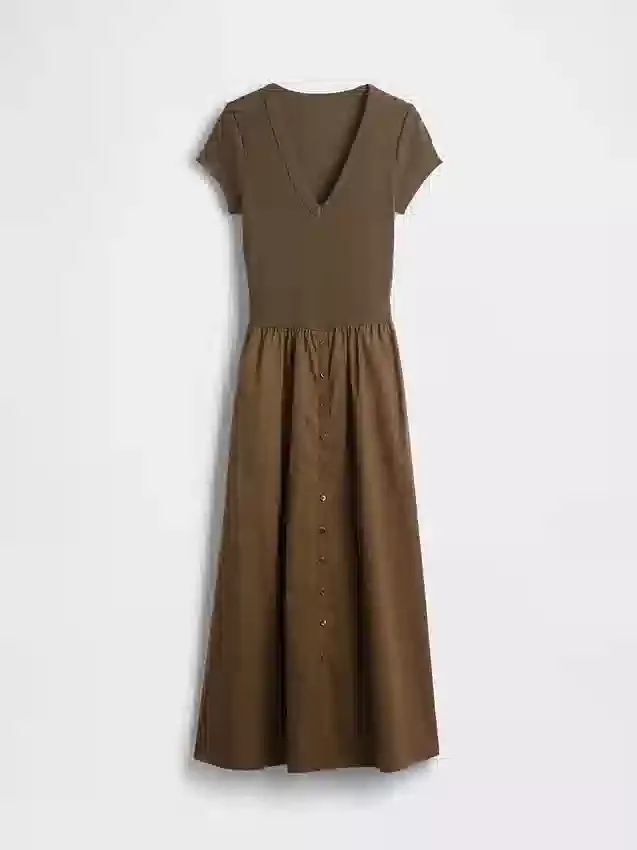 Vestido largo moderno de mezcla de tejidos