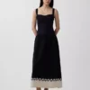 Vestido largo tipo corsé de cintura baja en mezcla de lino