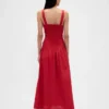 Vestido largo tipo corsé de cintura baja en mezcla de lino