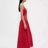 Vestido largo tipo corsé de cintura baja en mezcla de lino