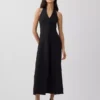 Vestido largo tipo halter de mezcla de lino