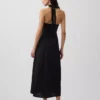 Vestido largo tipo halter de mezcla de lino