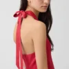 Vestido largo tipo halter de mezcla de lino