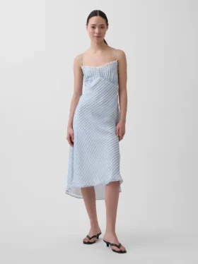 Vestido liso midi a cuadros vichy