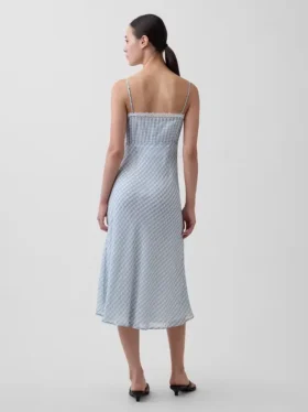 Vestido liso midi a cuadros vichy