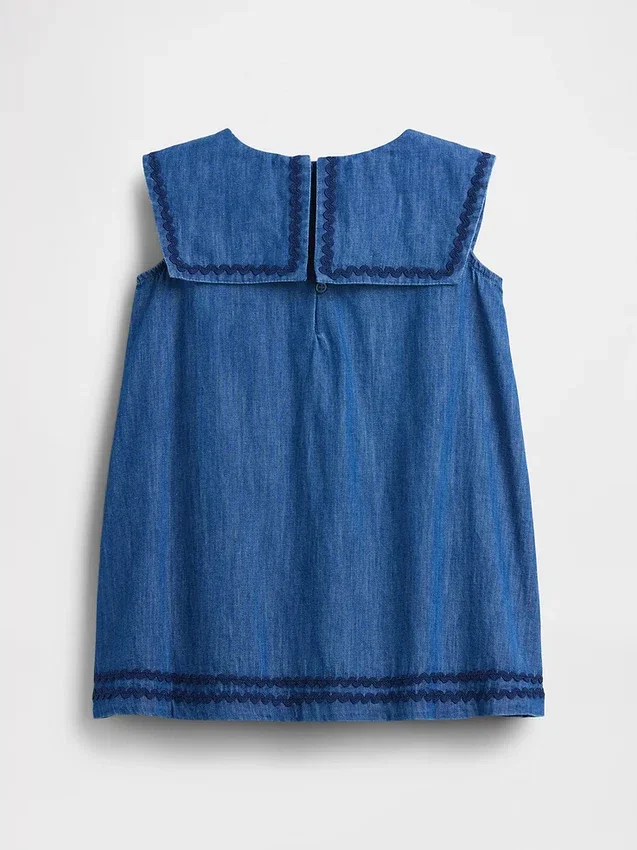 Vestido marinero de denim para bebés y niños pequeños