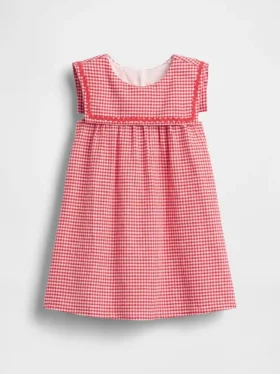Vestido marinero de lino y algodón con estampado de cuadros vichy para Bebé y Niño