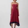 Vestido midi a rayas tipo pañuelo
