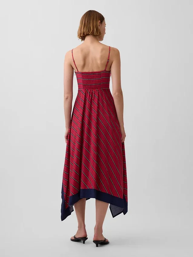 Vestido midi a rayas tipo pañuelo