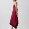 Vestido midi a rayas tipo pañuelo
