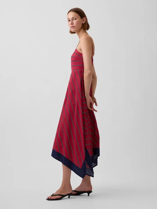 Vestido midi a rayas tipo pañuelo