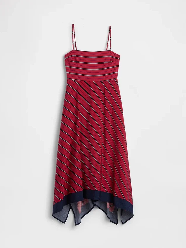 Vestido midi a rayas tipo pañuelo