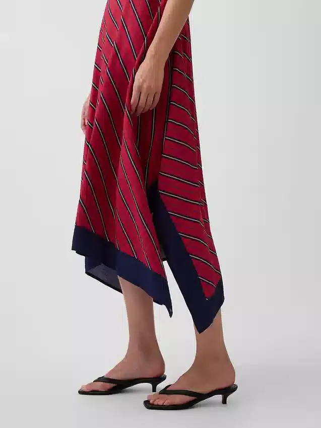 Vestido midi a rayas tipo pañuelo