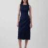 Vestido midi ajustado de denim