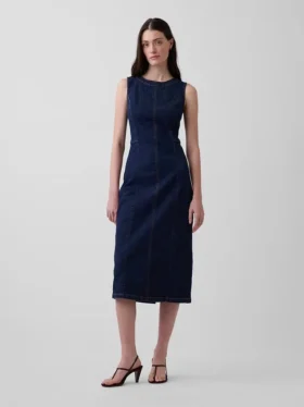 Vestido midi ajustado de denim