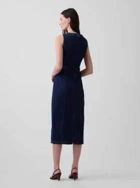 Vestido midi ajustado de denim