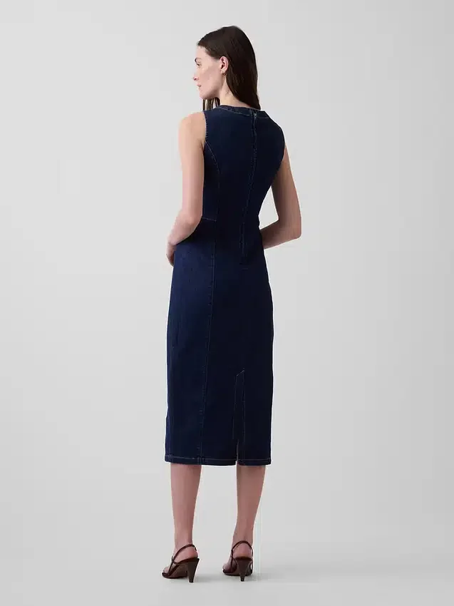 Vestido midi ajustado de denim