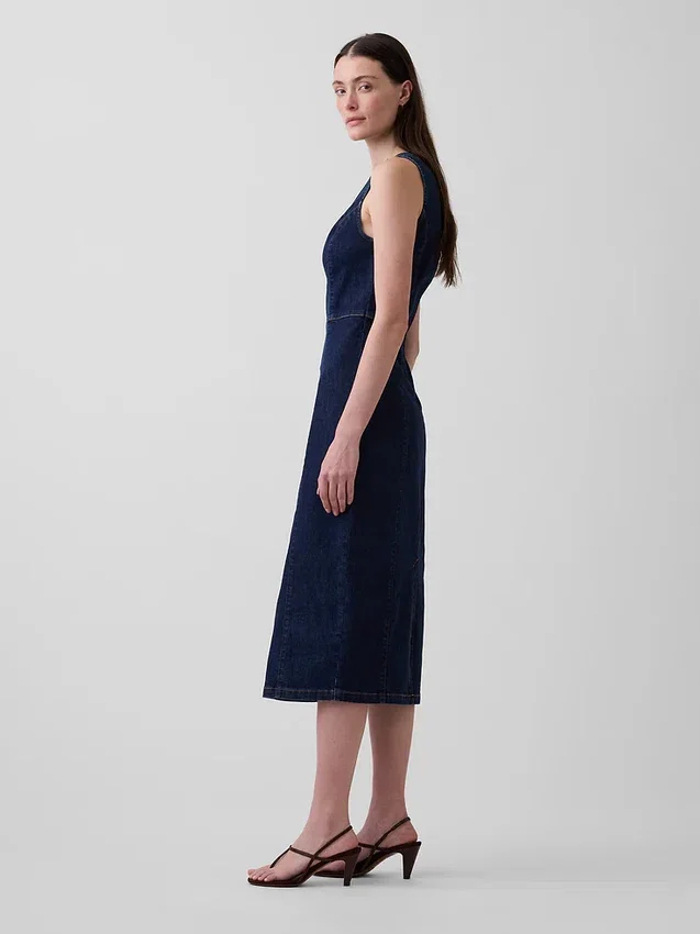 Vestido midi ajustado de denim