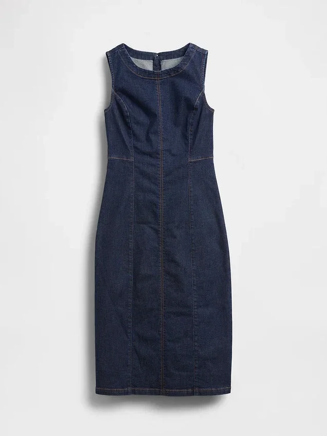 Vestido midi ajustado de denim