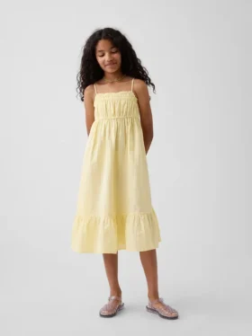 Vestido midi de gasa de algodón para niña
