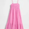 Vestido midi de gasa de algodón para niña