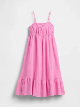 Vestido midi de gasa de algodón para niña