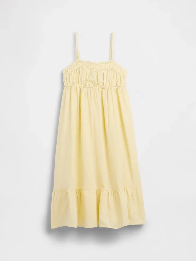 Vestido midi de gasa de algodón para niña