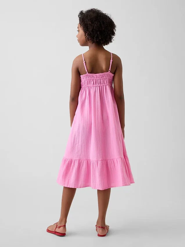 Vestido midi de gasa de algodón para niña