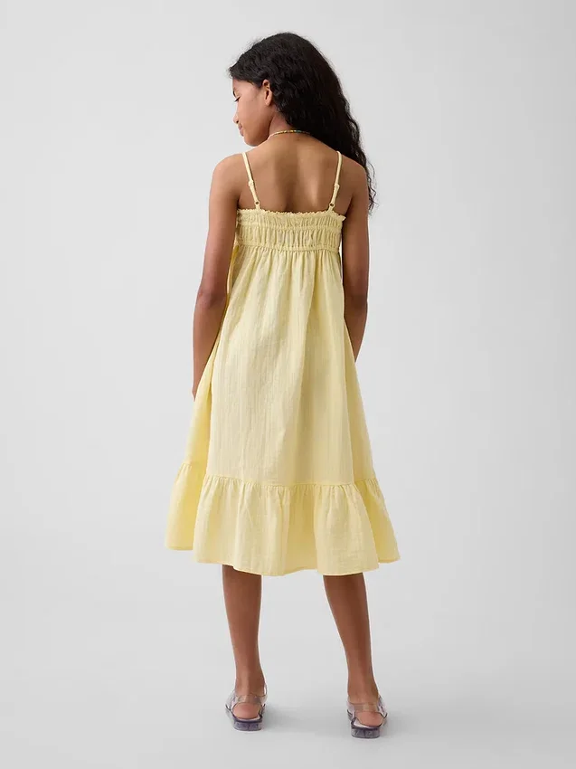 Vestido midi de gasa de algodón para niña
