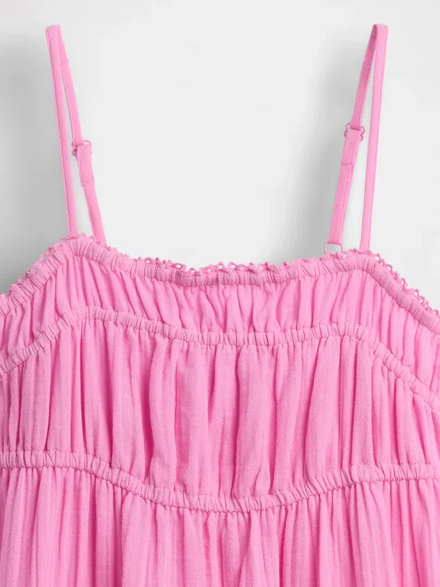 Vestido midi de gasa de algodón para niña