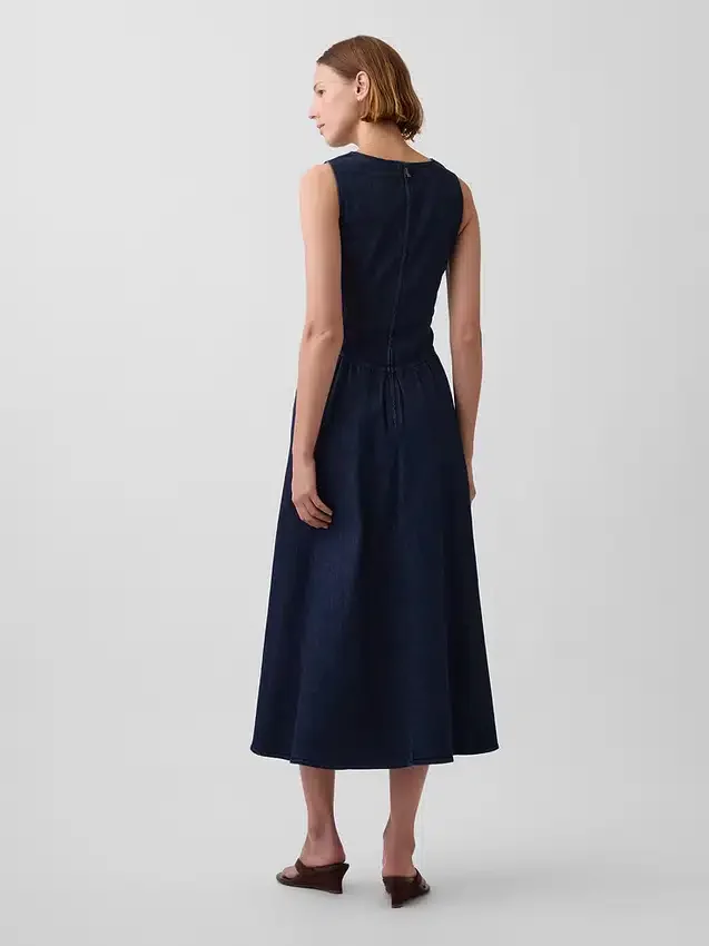 Vestido midi de vaquero con cintura baja