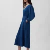 Vestido midi de vaquero con cintura de parches