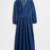 Vestido midi de vaquero con cintura de parches