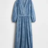 Vestido midi de vaquero con cintura de parches