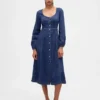 Vestido midi de vaquero con escote corazón