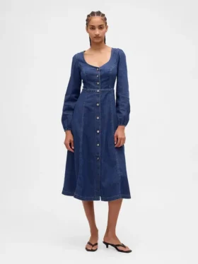 Vestido midi de vaquero con escote corazón