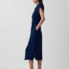 Vestido midi utilitario de denim con cinturilla atada