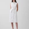 Vestido midi vaquero con cinturón para atar
