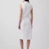 Vestido midi vaquero con cinturón para atar