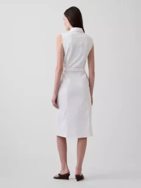 Vestido midi vaquero con cinturón para atar