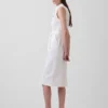 Vestido midi vaquero con cinturón para atar
