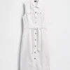 Vestido midi vaquero con cinturón para atar