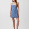 Vestido mini con paneles de denim