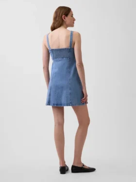 Vestido mini con paneles de denim