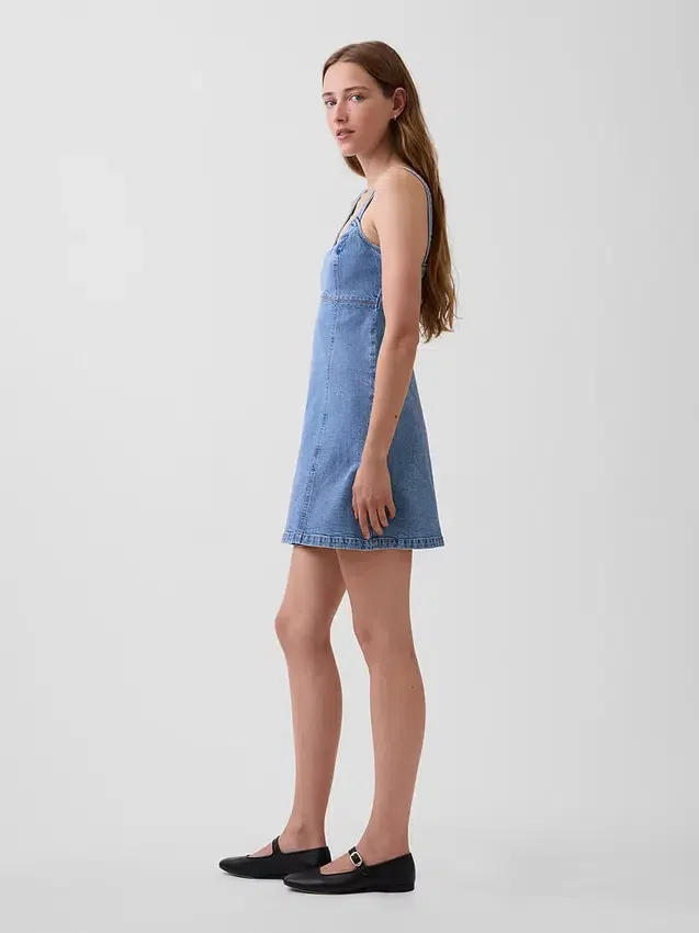 Vestido mini con paneles de denim